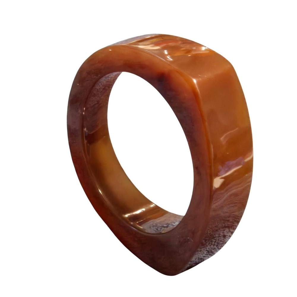 Vintage Geometric Lucite Resin Bangle Bracelet Brown Amber Chunky Retro